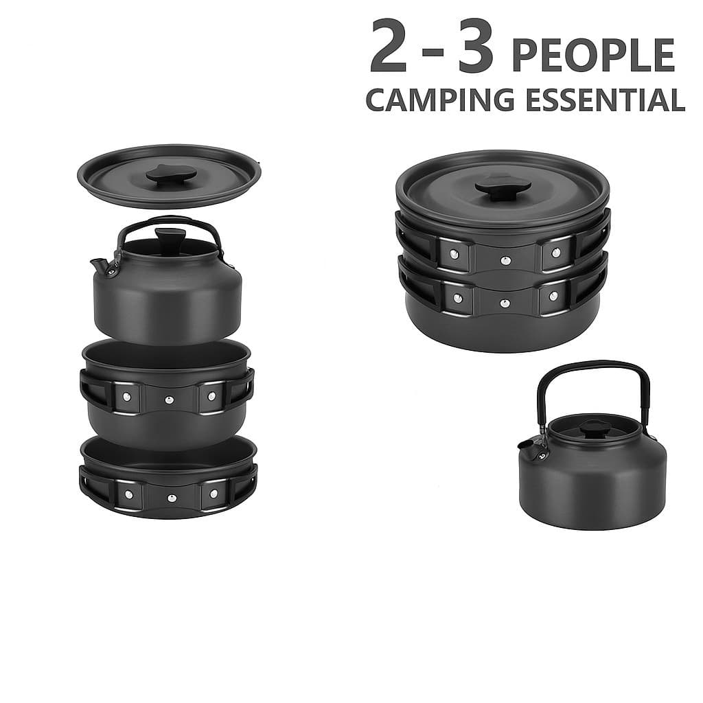 Kit 3 Peças Conjunto Com 3 Panelas Antiaderentes Para Acampamento e Lazer ao ar Livre - Bingo
