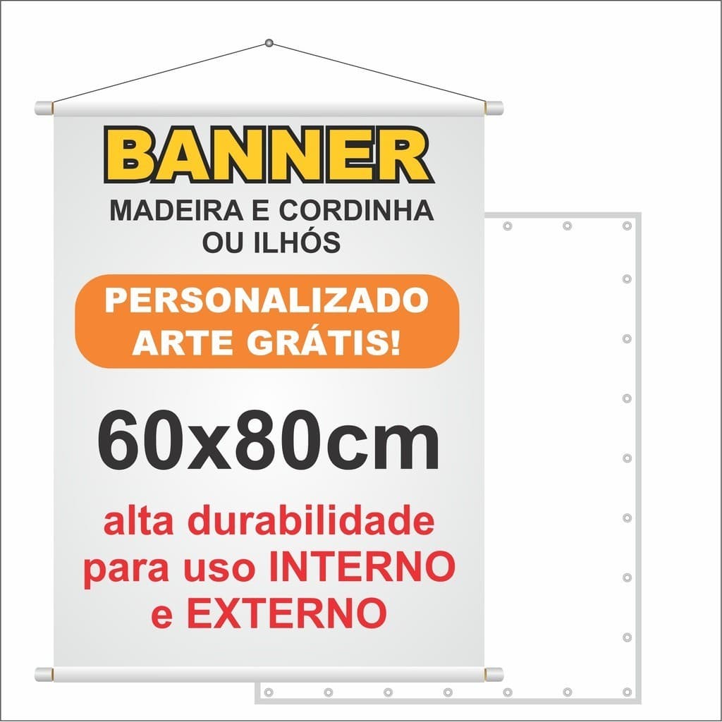 Banner, faixas Madeira, Ilhós, Aniversário, Casamento, Lava Jato, espetinhos, lojas em geral 60x80cm