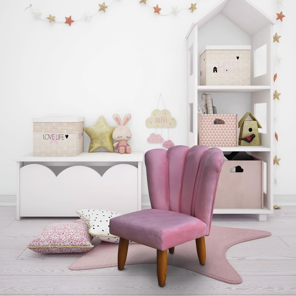 Cadeira Poltrona Infantil Mini Petala Veludo Decorativa Quarto Infantil Brinquedoteca Sala Ideal Crianças 01 a 08 Anos