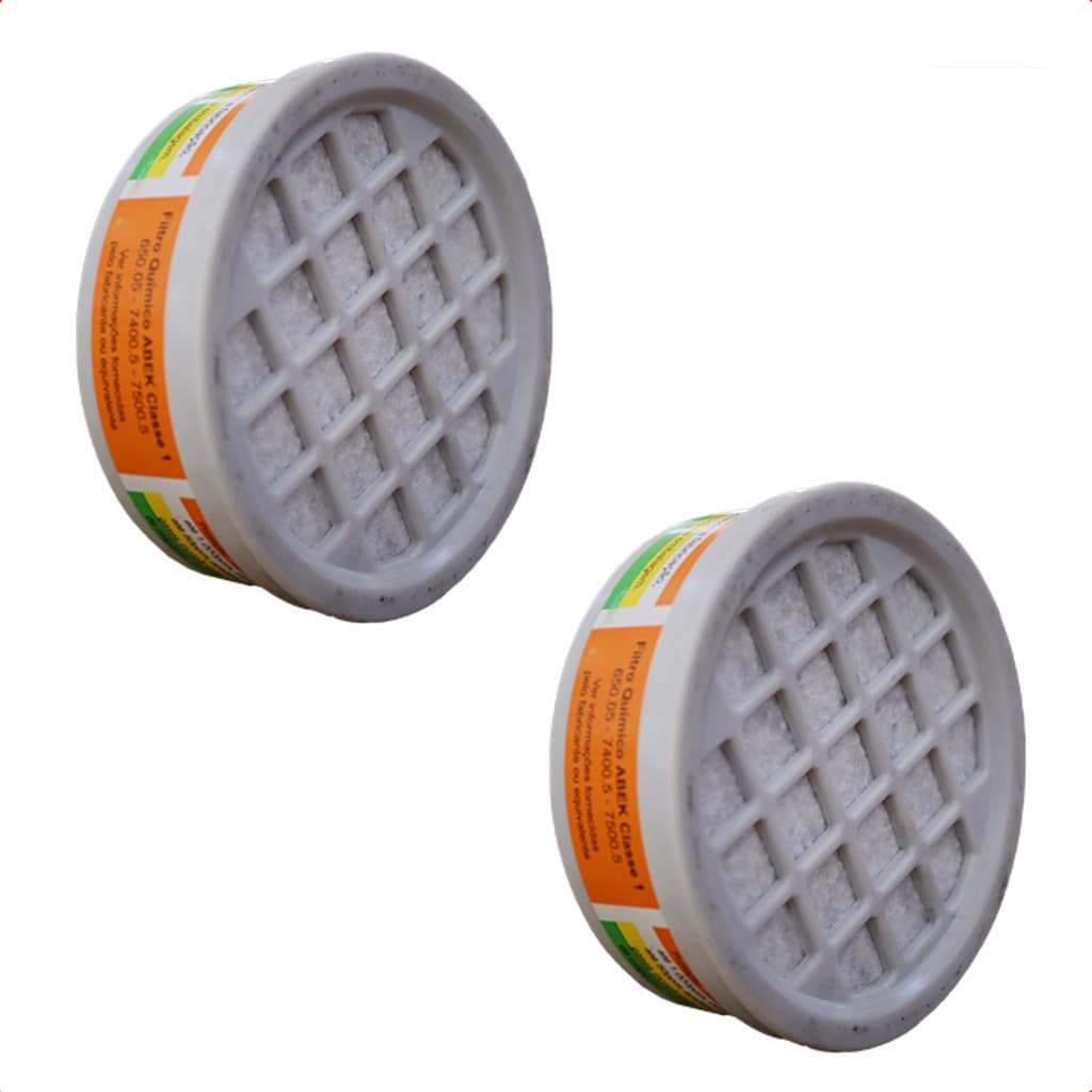 Kit 2 Filtro Químico ABEK 1 para Máscara e Respirador Plastcor Proteção Máxima Contra Vapores