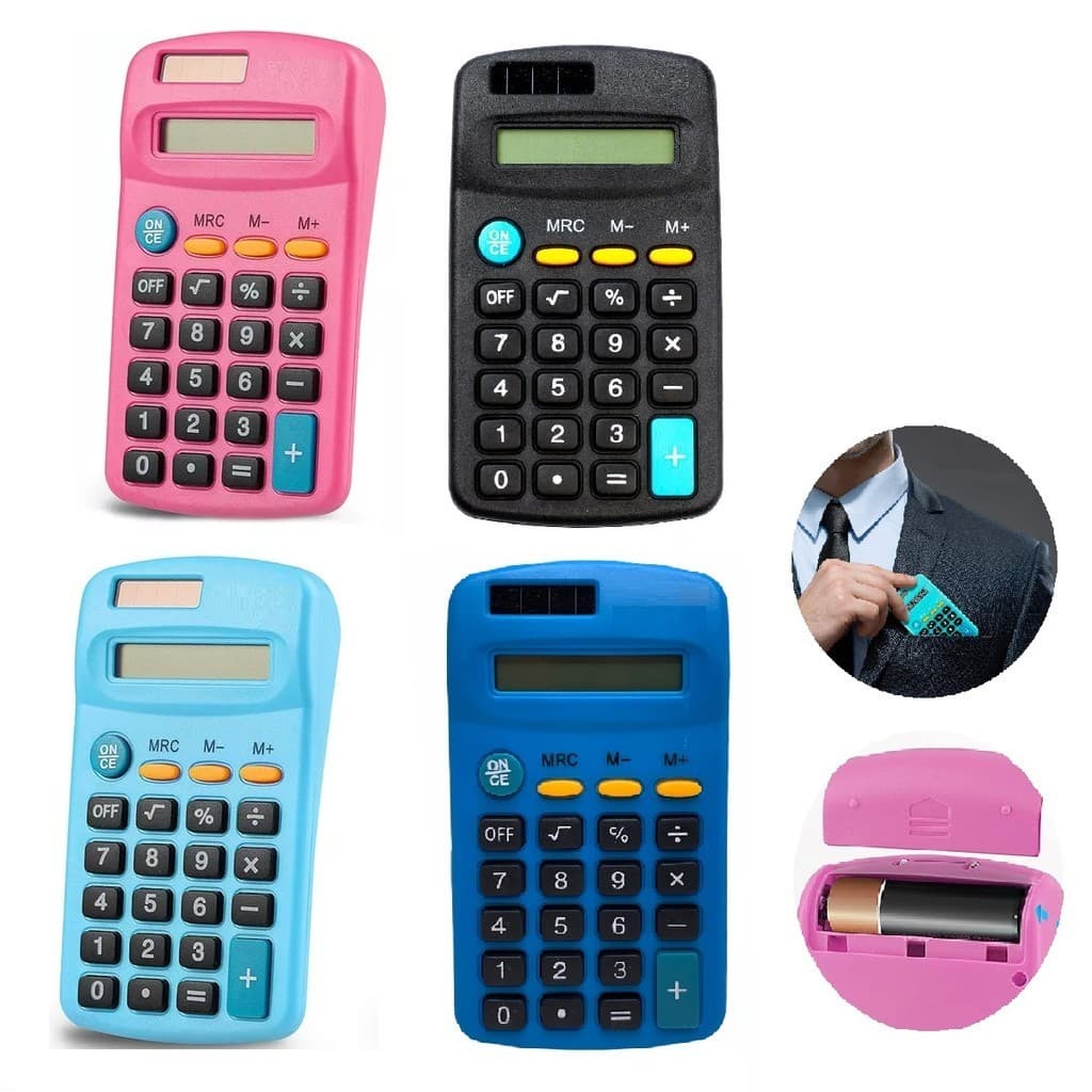 Mini Calculadora Digital de Bolso Portátil À Pilha 8 Dígitos