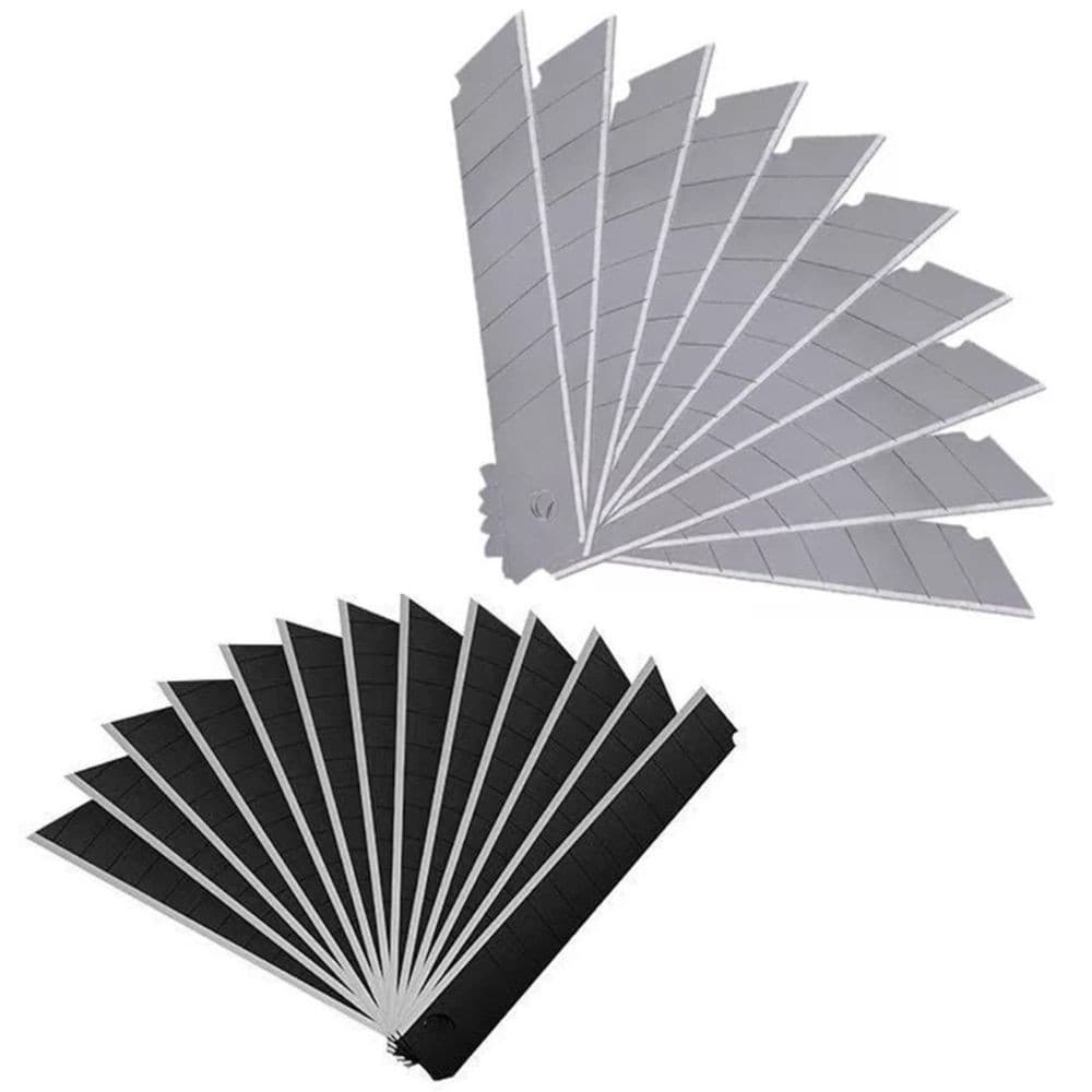 10 Lâmina Para Estilete SK5 preta 18mm  0,6mm e 10 Laminas 18mm  0,3mm prata  largo