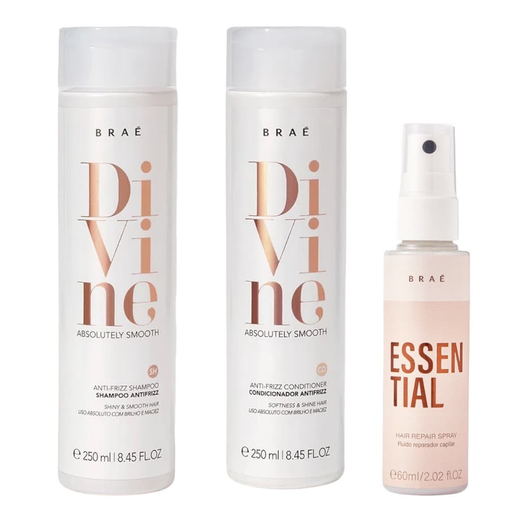 Kit Braé Divine Duo Shampoo e Cond 2x250ml + Essential 60ml