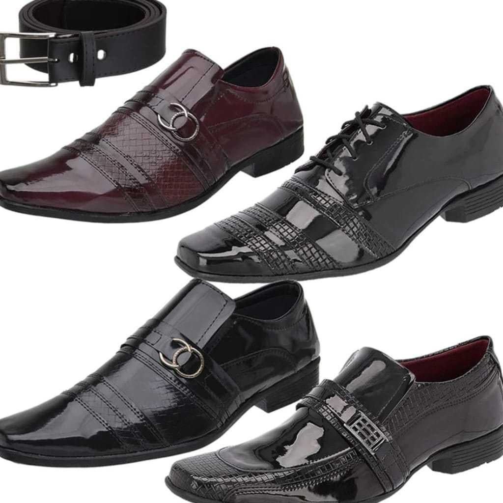 Kit 4 Pares Sapato Social Masculino Moda Evangélica Classico