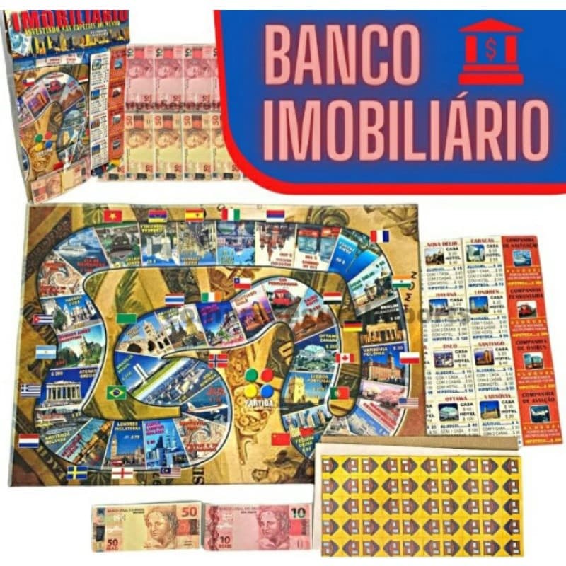 Jogo de Tabuleiro Banco Imobiliário Mesa Brinquedo Educativo Divertido Para Toda Familia E Amigos