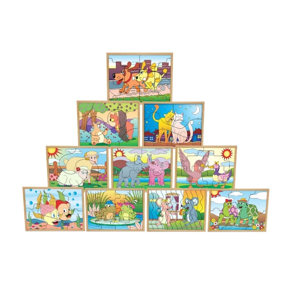 Brinquedo Educativo Quebra-cabeça Casal - Kit com 10 Casais de Animais