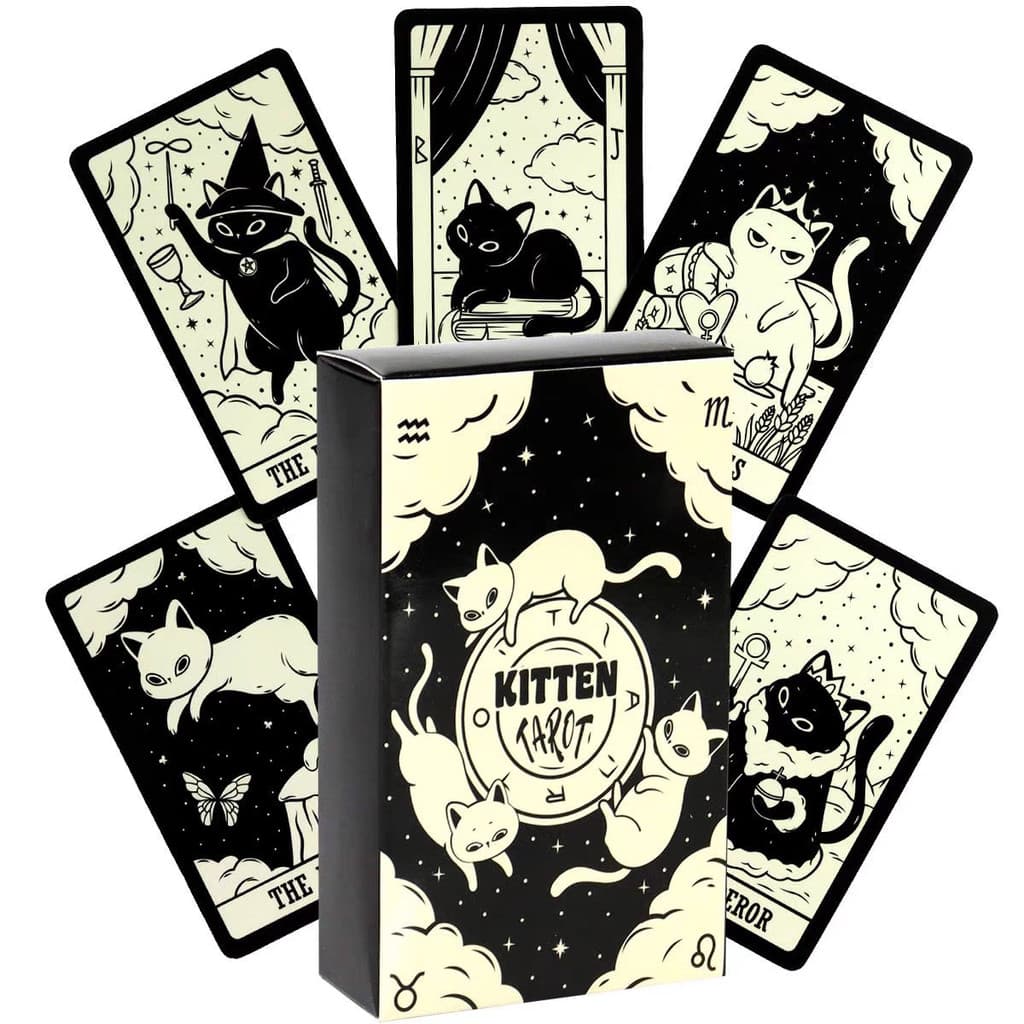 Baralho De Tarô Gatinho 78 Cartas Fofas Para Iniciantes Rider-waite Tarot