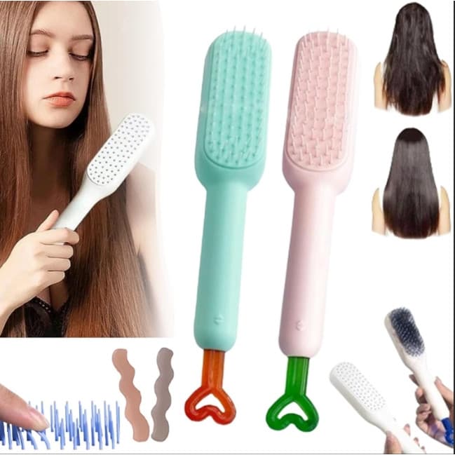 Escova de cabelo retrátil fácil de limpar com 3D desembaraçadora massagem  para tudo tipo cabelos