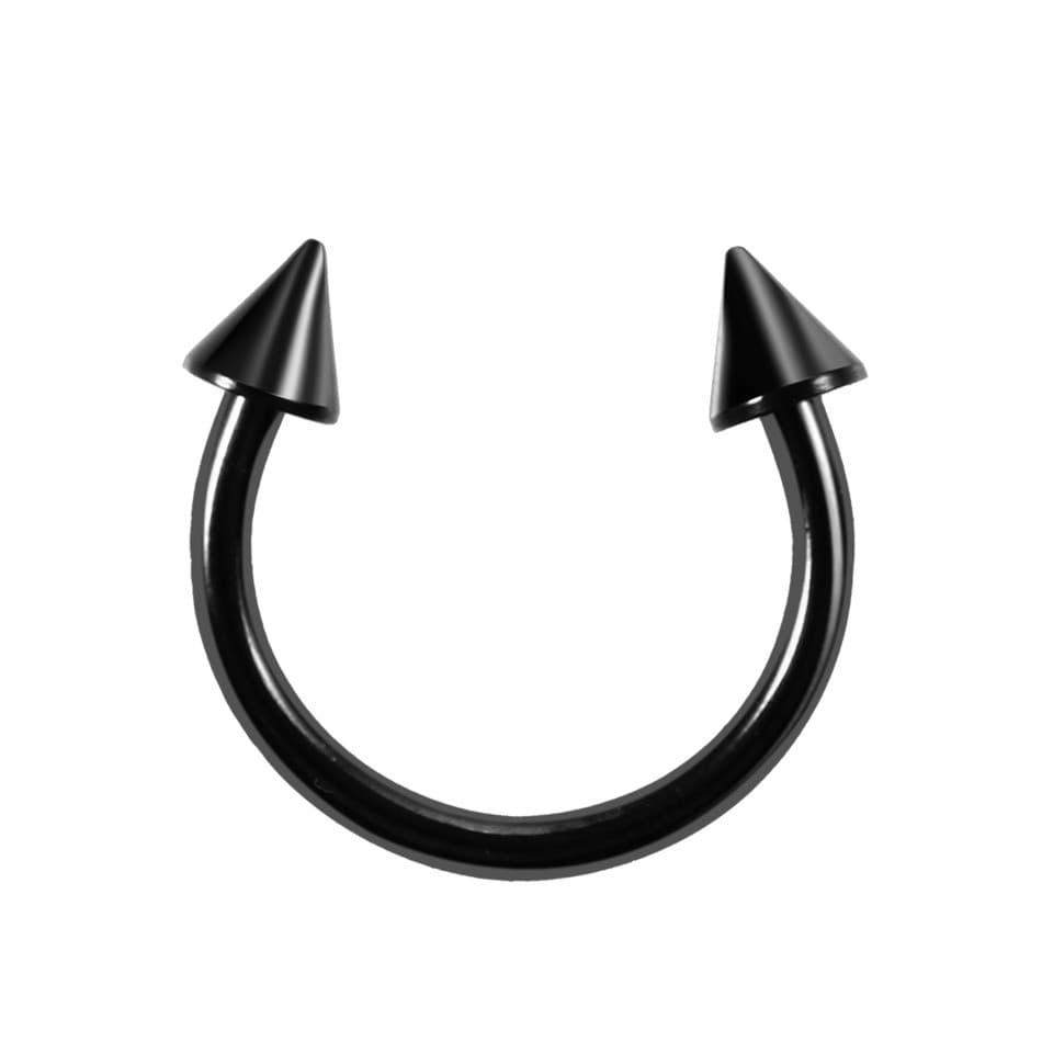 Piercing Aço Cirúrgico Ferradura Spike PVD Preto