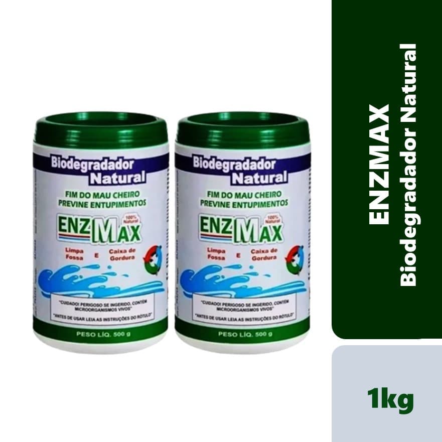 Kit Com 2 Enzmax Limpa Fossa Séptica E Caixa De Gordura Enzimas 500g Cada