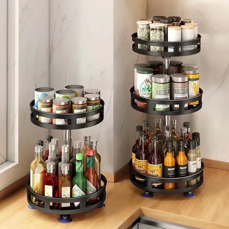 Prateleira Organizadora Rotativa 2 Camadas Multiuso Para Cozinha