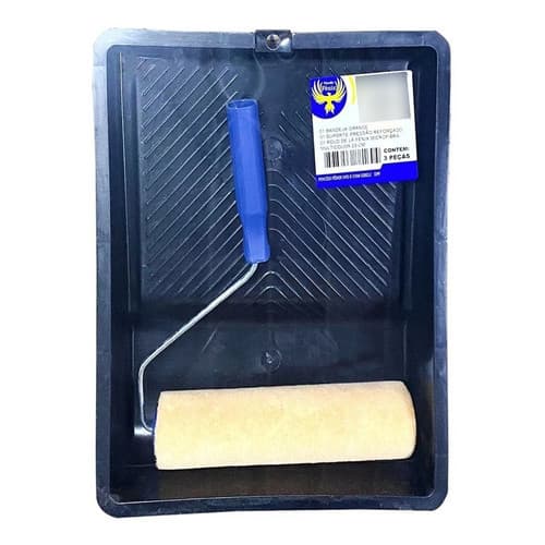 Kit Pintura 3 Peças Multiuso Rolo Pincel Bandeja Fênix
