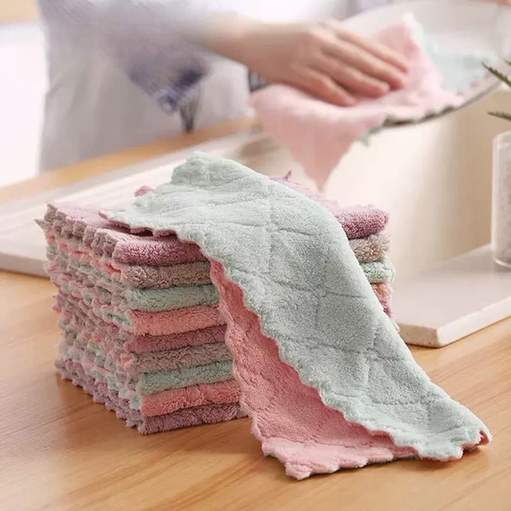 10 Peças De Microfibra 25x25cm Super Absorventes Para Cozinha Limpeza Doméstica Duráveis