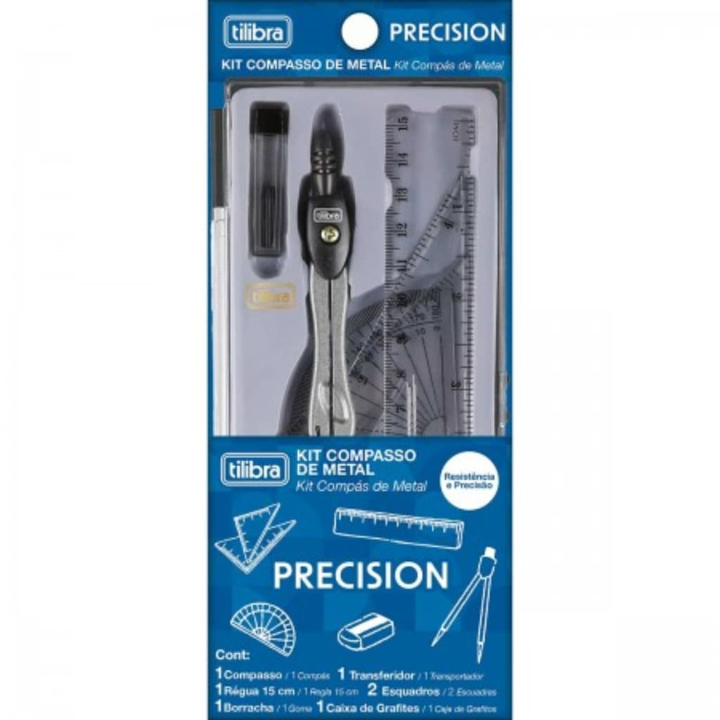 Kit Compasso Escolar Metálico Precision - tilibra