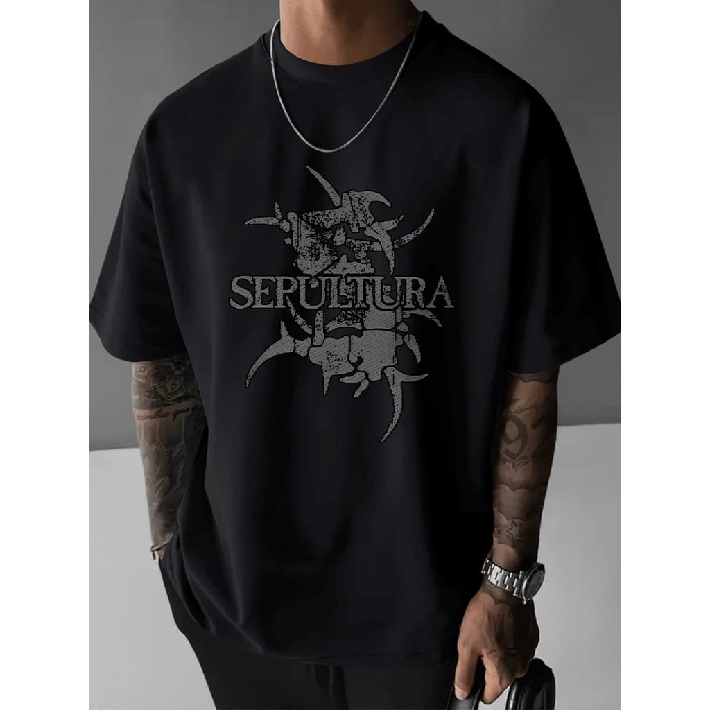 2026 Nova Camiseta Masculino Feminino Oversized Sepultura Banda Rock Brasil Camisa