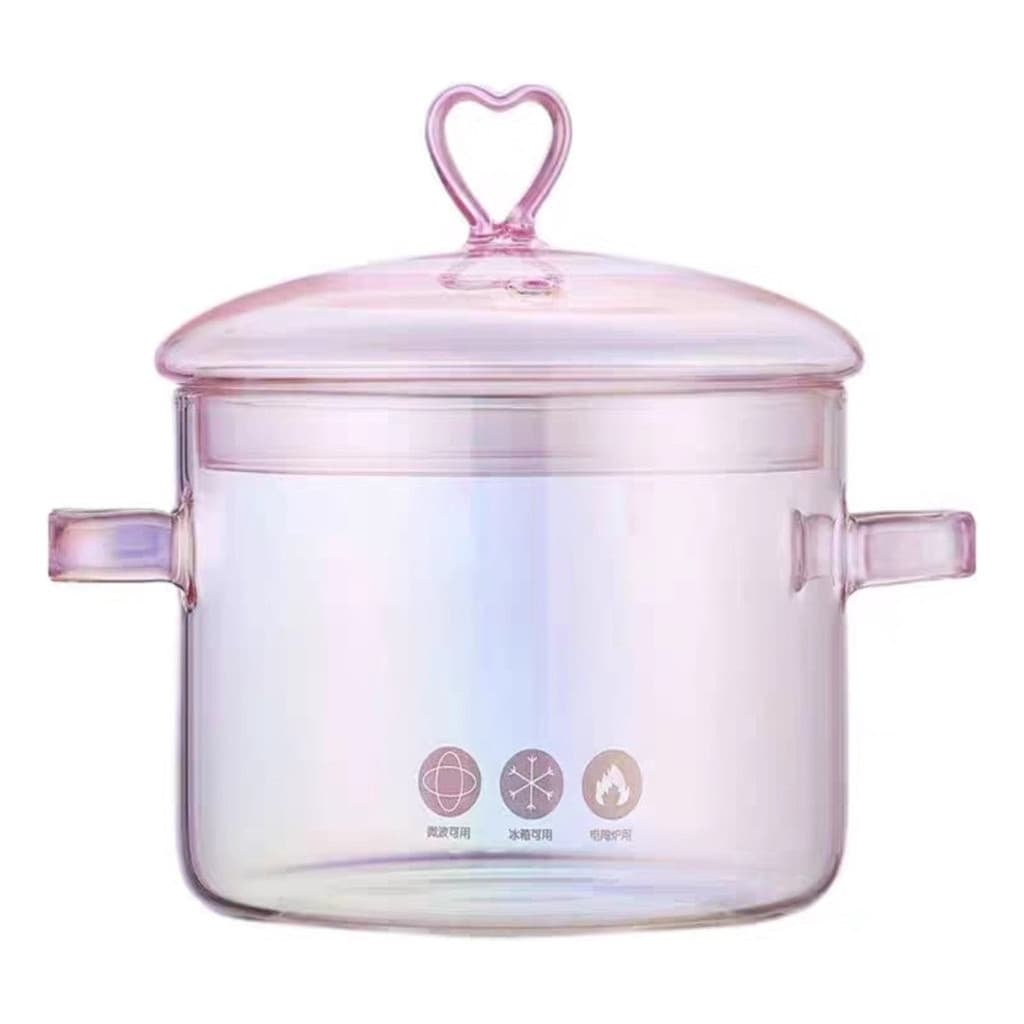 Panela De Vidro Rosa Furta-cor Panela Com Tampa 1.5l
