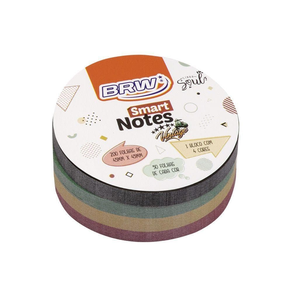 BLOCO SMART NOTES ROUND 45X45MM VINTAGE - 200FLS - 2 BLOCOS - BRW