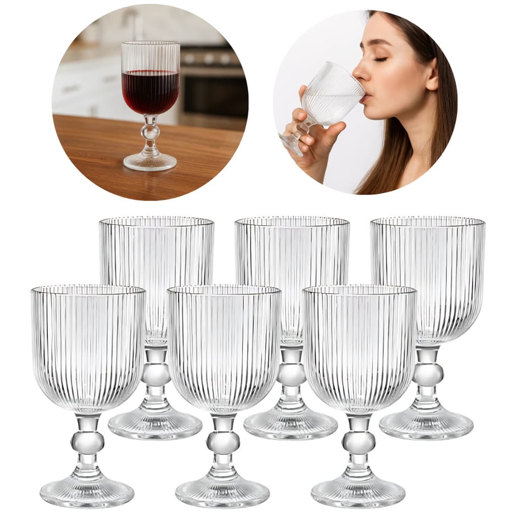 Jogo 6 Taças De Vidro Vinho Água Cameratta 380ml Gamma