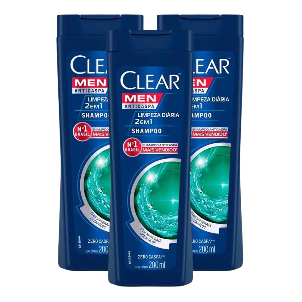 Shampoo Clear Men Anticaspa 2 em 1 Limpeza Diária 200ml