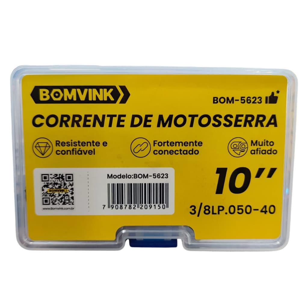 Corrente para Motosserra 10 pol Low Profile 1,3 mm 3 Oitavos Temperado 40 Elos Bomvink BOM-5623