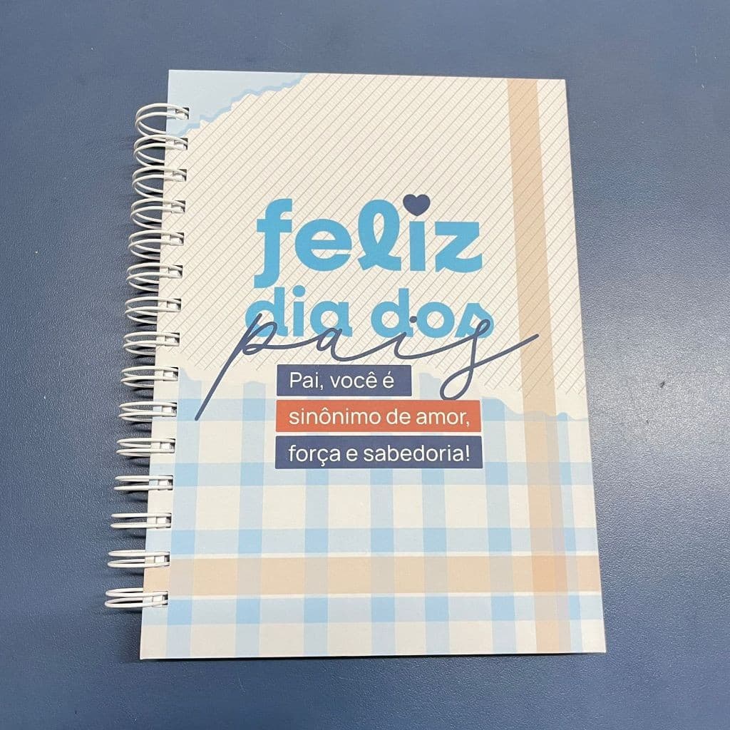 Caderno Dia dos Pais Personalizado com Nome | Azul | 200 Páginas | A5 | Capa Dura Fosca