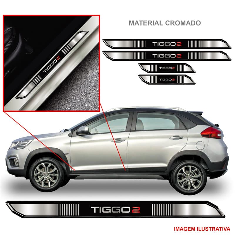 KIT JOGO SOLEIRA PROTETOR CARRO TIGGO 2X RESINADO