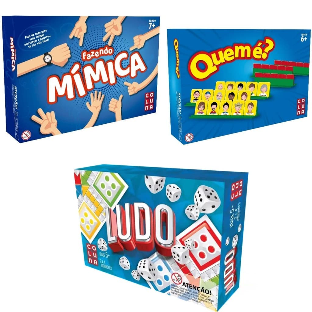 Kit 3 Jogo De Tabuleiro Fazendo Mimica J Quem É Você? Ludo - Coluna