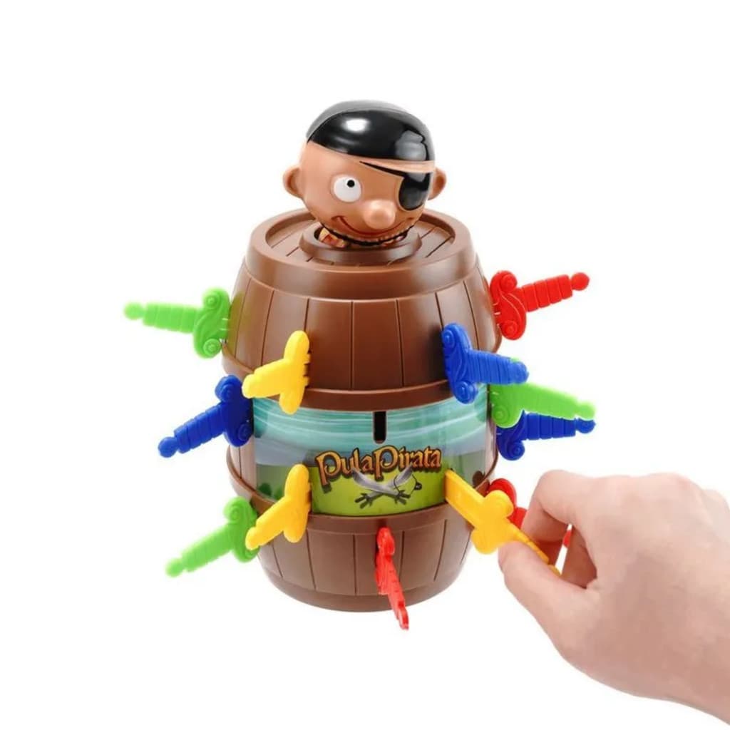 Jogo de Mesa Pula Pirata Estrela com 24 Espadinhas Brinquedo Infantil Clássico Azar ou Sorte