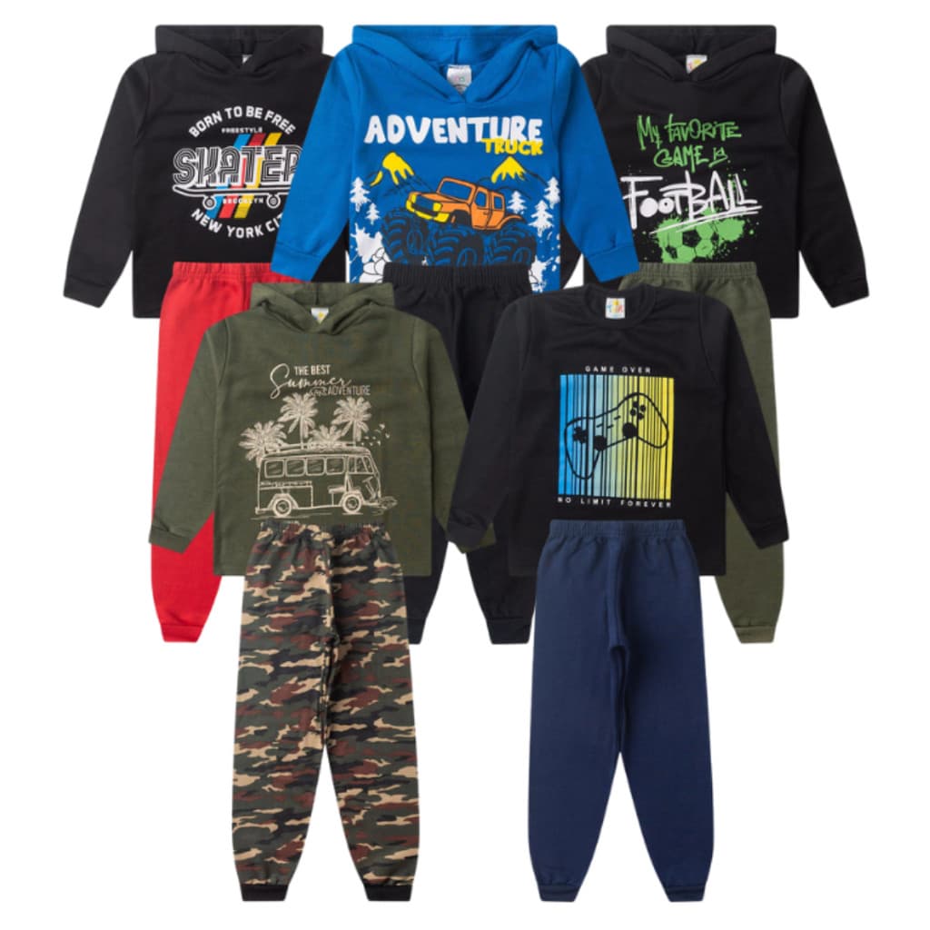 Kit Moletom infantil Menino | Moletom Infanto Juvenil 01 a 14 anos | Moletom Inverno Quentinho