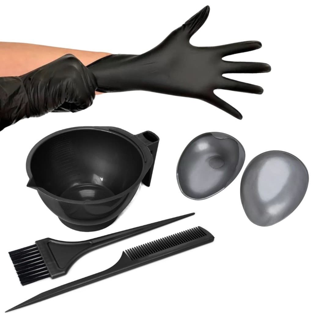 Kit Tintura Tigela Pente Pincel Luva com Protetor de Orelha
