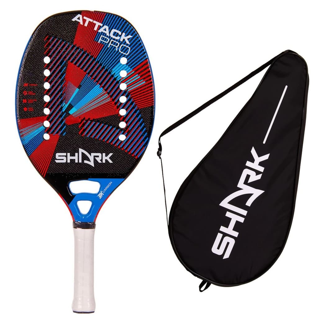 Raquete Beach Tennis Shark Attack Carbono 3K + Capa + Tratamento