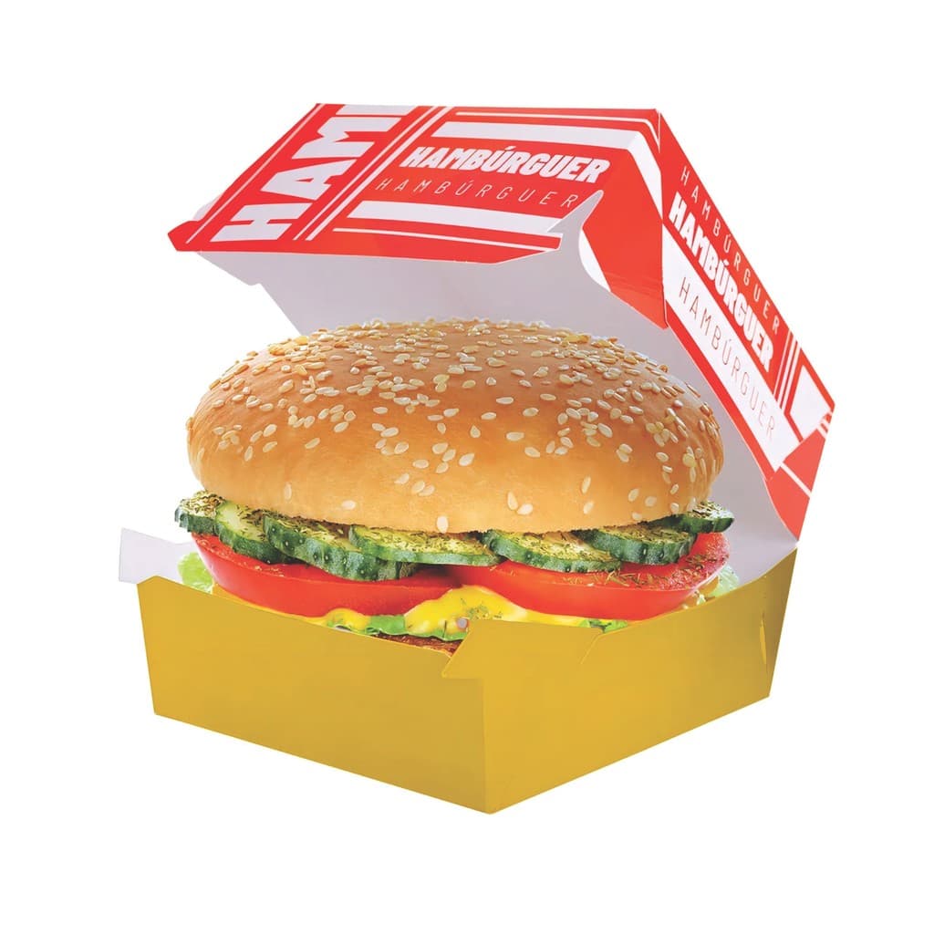 50 Caixa Caixinha Hambúrguer Fast Food Truck Festas Vermelho