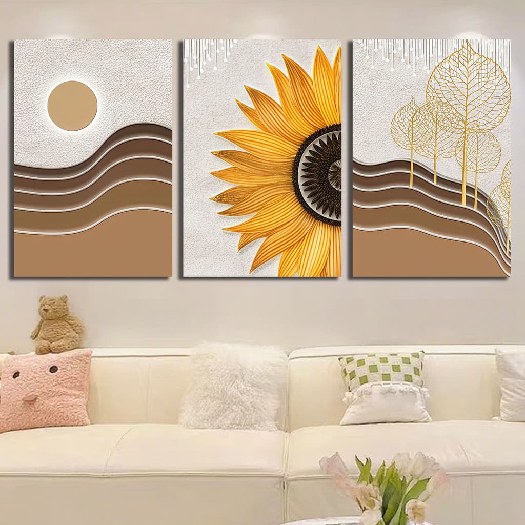 Quadro Decorativo Grande Girassol Terra  Espessura De 3 mm Sala De Estar Quarto Cozinha