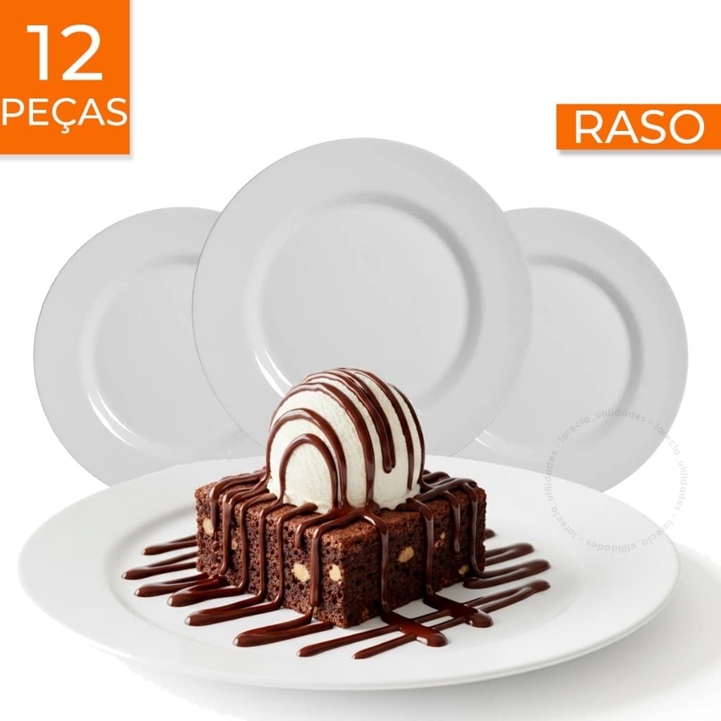 Kit Pratos Sobremesa Raso 17cm 12 / 8 /6 Unid Almoço e Jantar Melamina Plástico Branco Salgados Doces