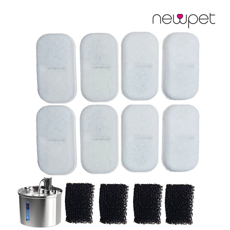 (Em estoque) Newpet Kit 6 Peças De Filtração Tripla Pet Para Filtro De Fonte De Gato Forma aços inoxidáveis
