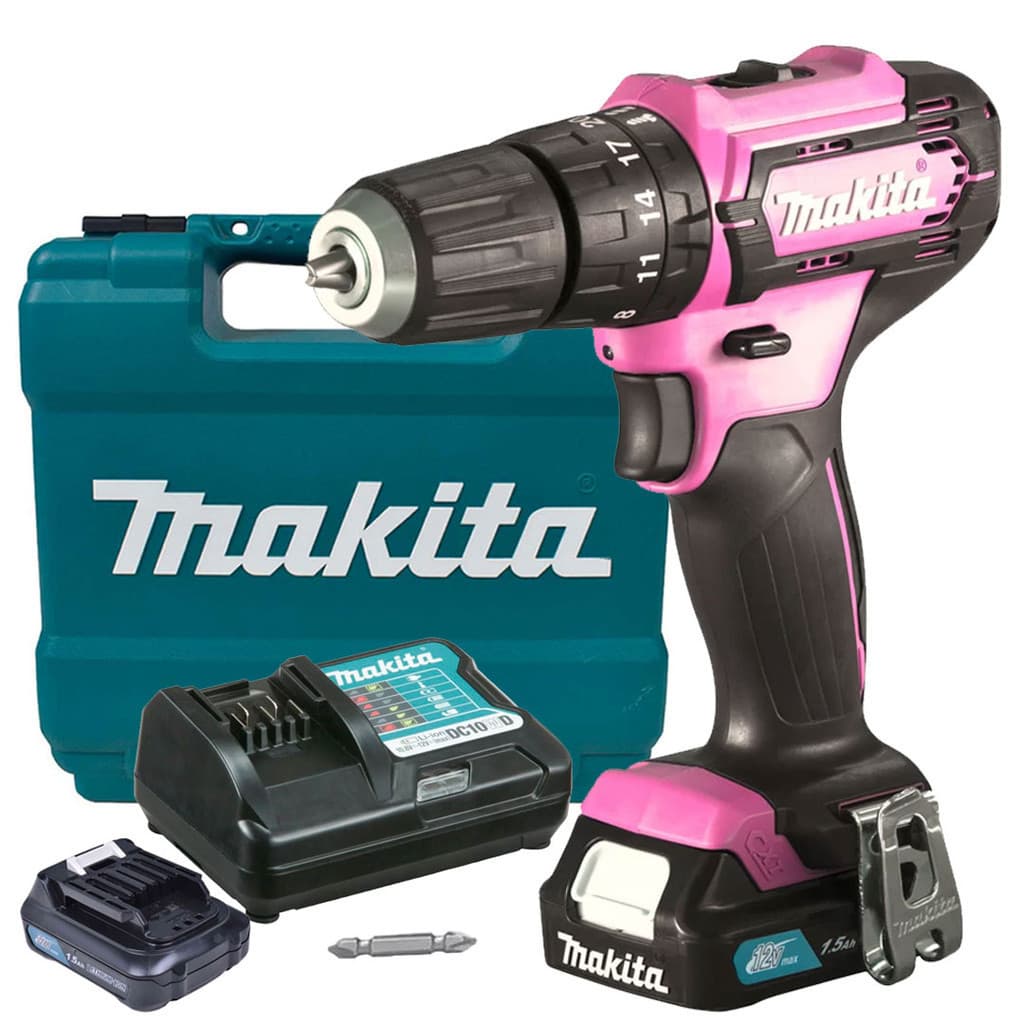 Parafusadeira e Furadeira Impacto 3/8" + 2 Baterias 12V 1.5Ah + Carregador + Bit PH2 + Maleta Makita HP333DWYE-P