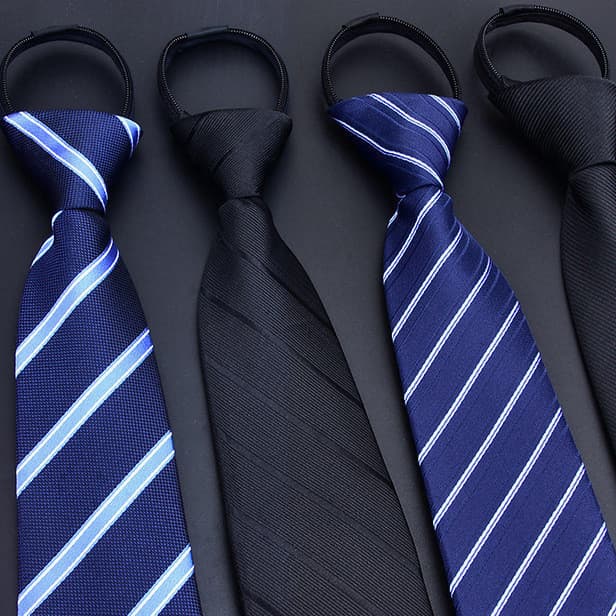 Homem Zíper Nó de Gravata Fácil de Puxar Preto Preguiçoso Gravata Formal de Negócio 8cm Gravata de Casamento Profissional