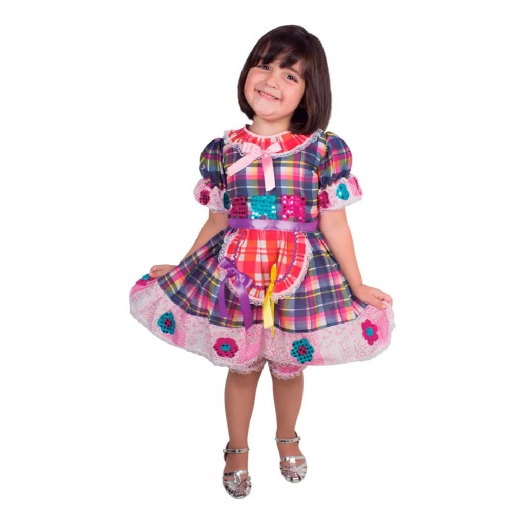 Vestido Avental Festa Junina Infantil/ Estampa Sortida - Brink Model
