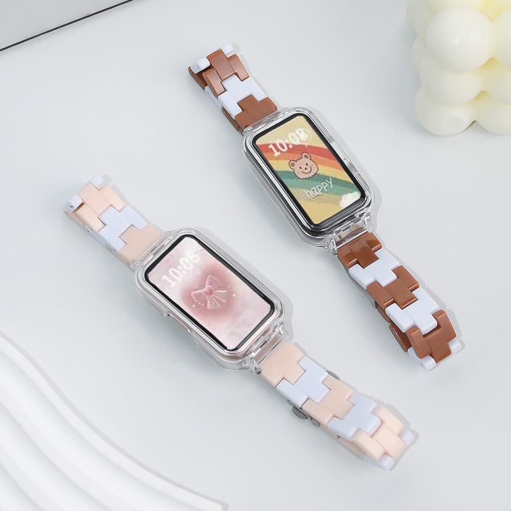 Cinta De Resina De Cor Doce Com Estojo Para Samsung Galaxy Fit 3 Wristband Substituição Transparente