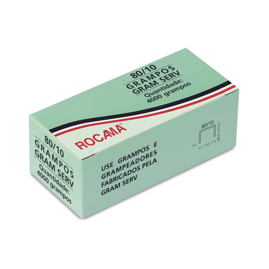 Grampo 80/10 Galvanizado Rocama (caixa c/ 4000 grampos)