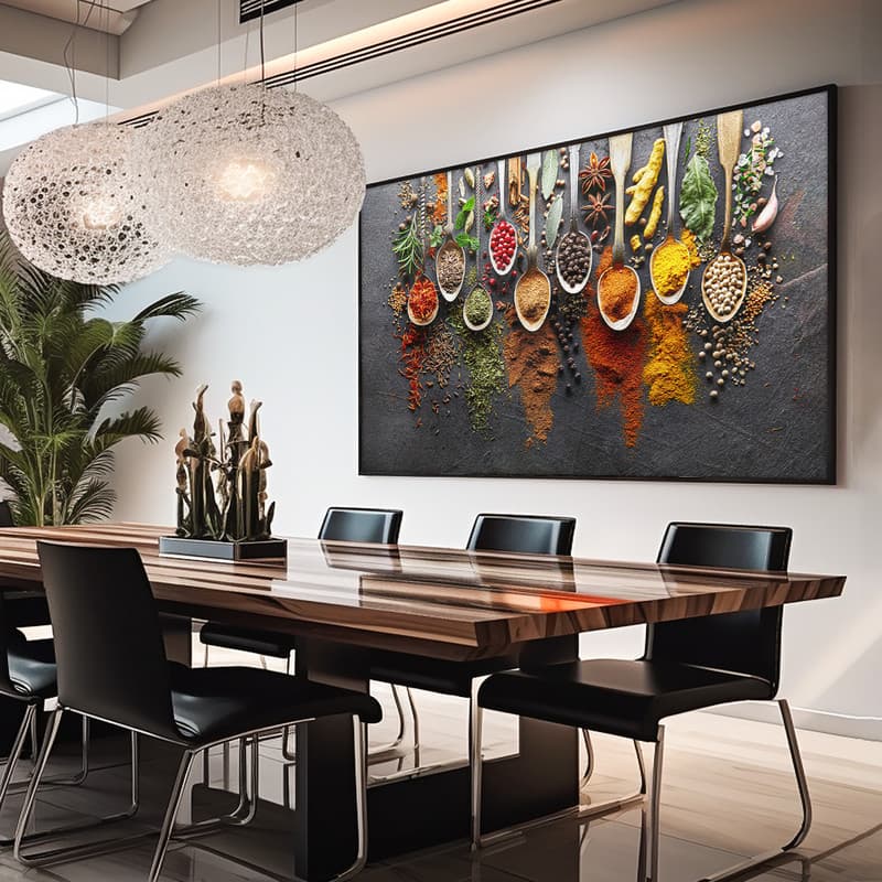 Quadro Decorativo 110x80cm Colheres e Temperos  Hall da Luxo Sala Quarto Casa Decoração De Parede Mdf Adesivo