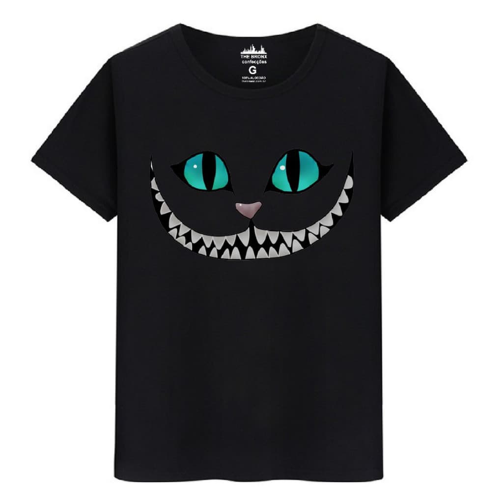 Camisas Masculino Tendeçia Camiseta Masculina Algodão Premium Rosto Gato Alice pais Maravilha A//PRONTA ENTREGA IMEDIATO