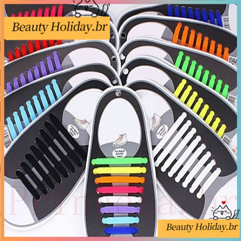 [Princesa] 16pçs/Lote Cadarço Elástico De Silicone Para Sapatos Especiais Cadarços De Sapato Sem Gravata Homens Mulheres