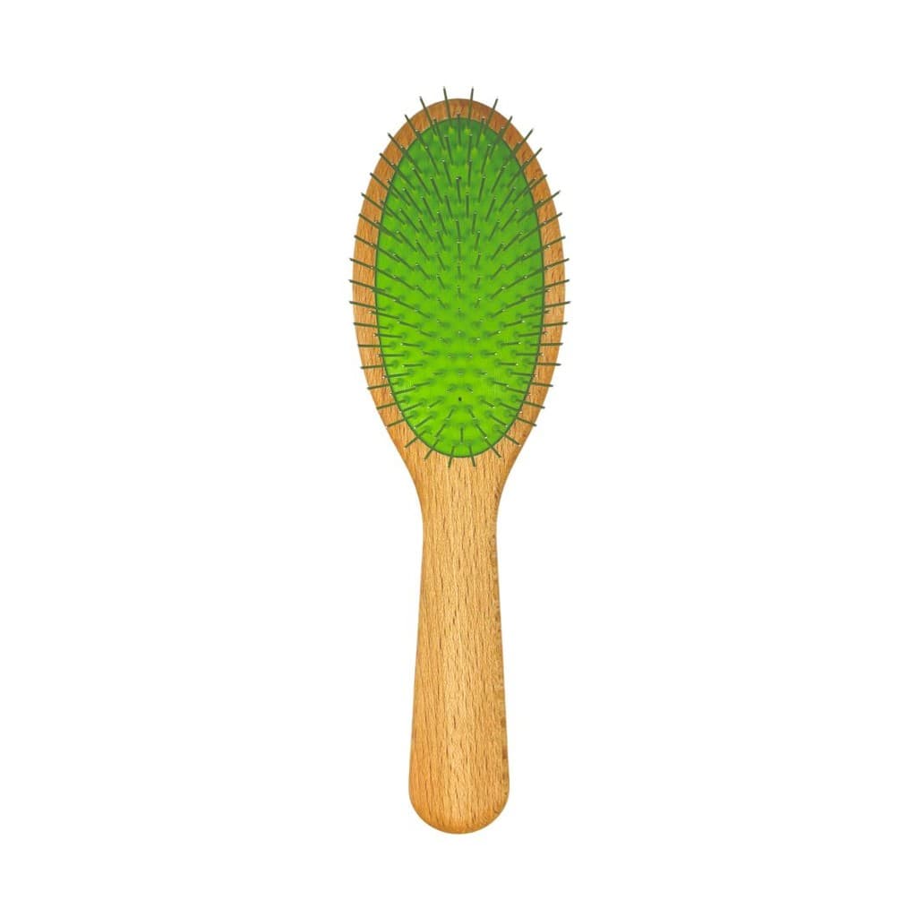 Escova Pet Cães Gatos MBS Colors Com Pinos Regulares Sem Bolinhas Verde Tamanho M