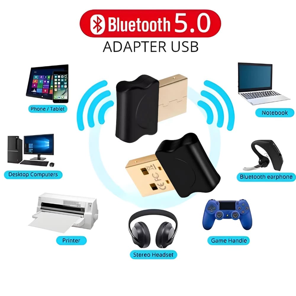 Adaptador Bluetooth 5.0 USB Transmissor Áudio Sem Fio para Notebook