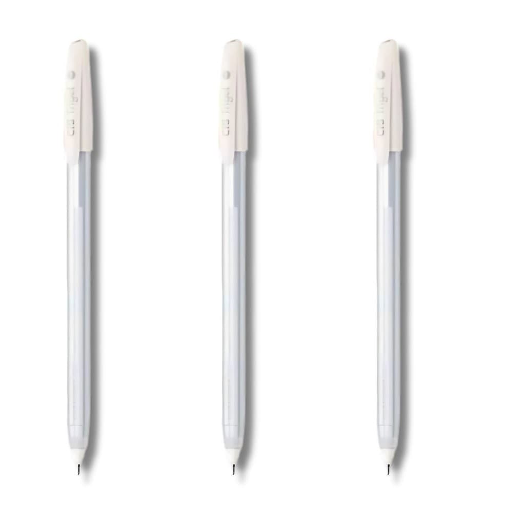 KIT 3 CANETA GEL BRANCA TRIGEL CIS 0.8MM PONTA AGULHA FINA COR DA TINTA CIS