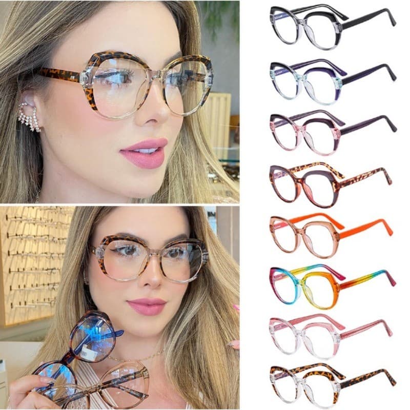 TR90 Rodada Arco-Íris Óculos Armações Anti Luz Azul Moda Feminina De Computador Prescrição Personalizável