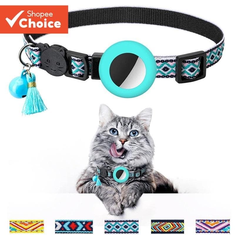Nova Coleira Airtag Ajustável Para Cachorro Gato Colar Anti-Perda Com Acessórios Sino