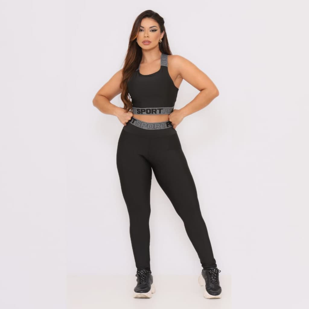 Conjunto Fitness Academia Feminino Suplex Top E Calça Legging