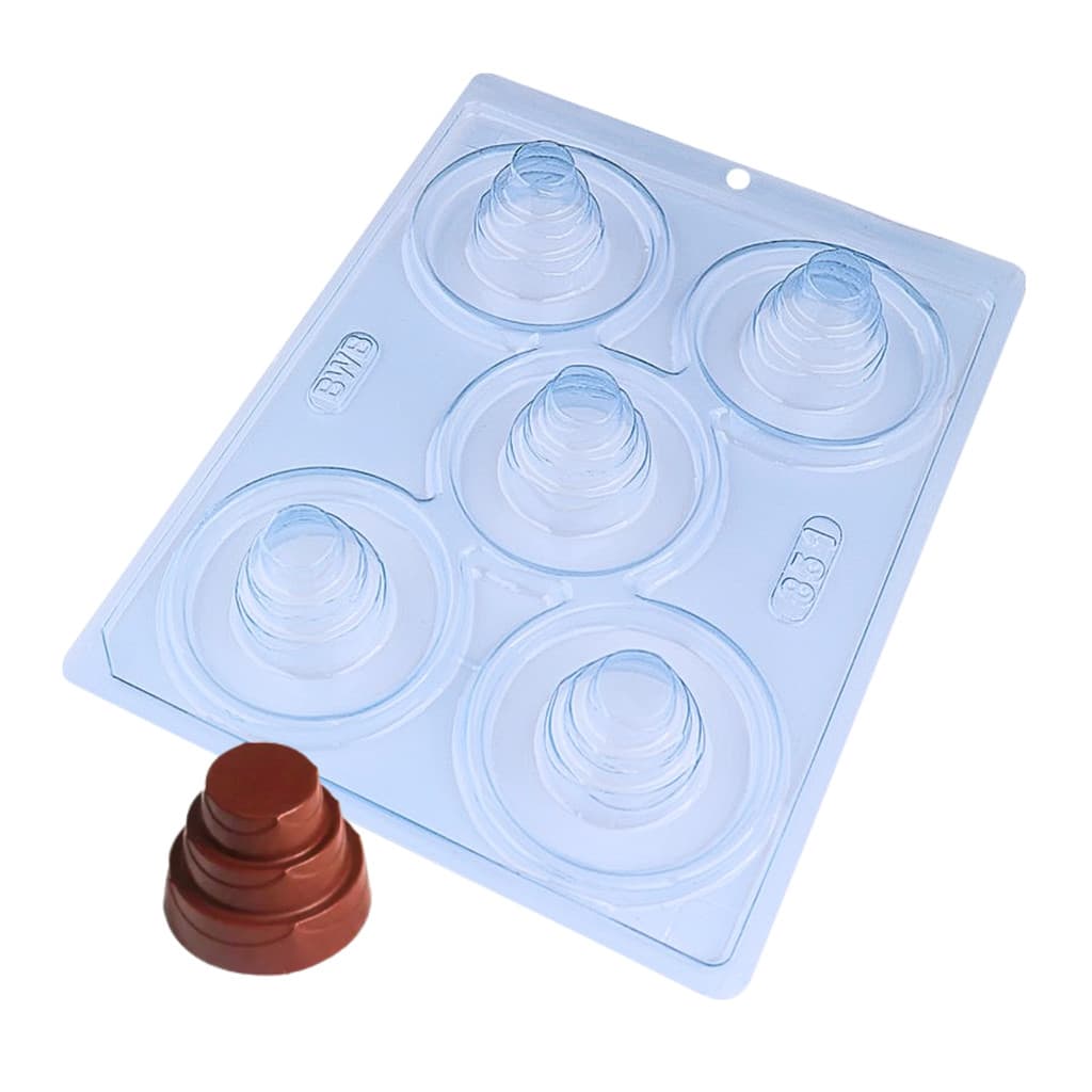 Forma p/ Chocolate Bolo Detalhado Pequeno Cod. 851 Doces Finos 3 Partes c/ Silicone Bwb